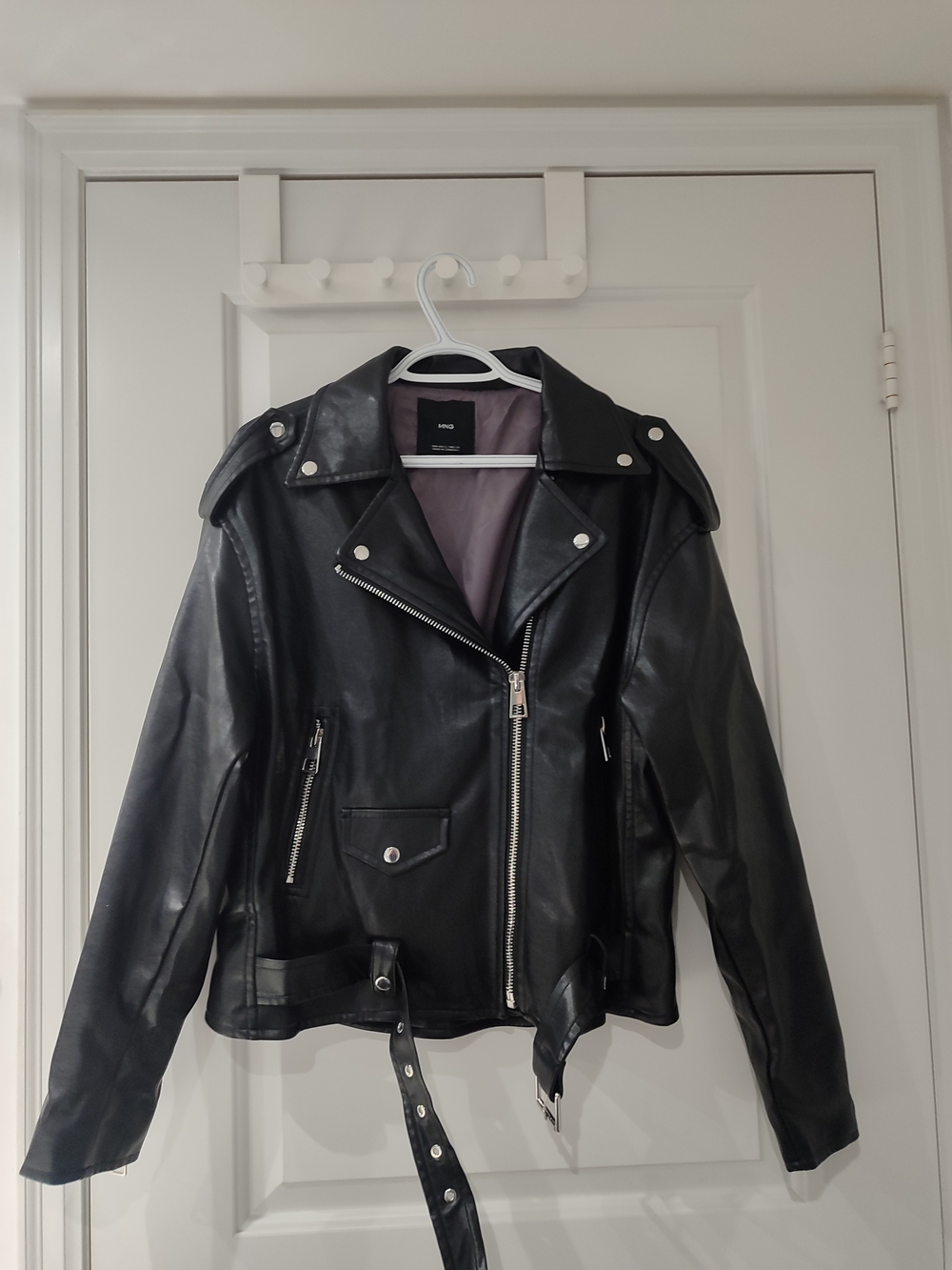 Mango Black Faux Leather Biker Jacket
